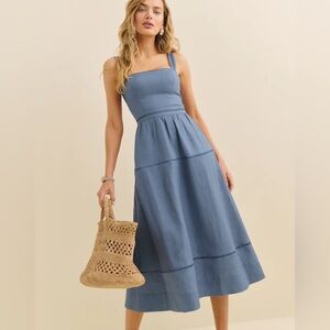 Reformation Everett Linen Dress in Cornflower.Brand new without tags,never worn.